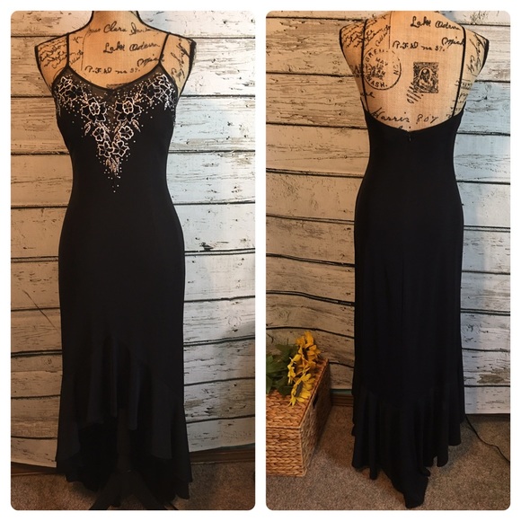 Cache Dresses & Skirts - Cache Black Evening Gown Size 6 Sequins Beads